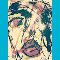 an ink drawing of a woman's face